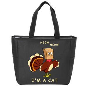 Meow IM Cat Turkey Fake Cat Funny Cat Lover Thanksgiving Tank Top Zip Tote Bag