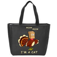 Meow IM Cat Turkey Fake Cat Funny Cat Lover Thanksgiving Tank Top Zip Tote Bag