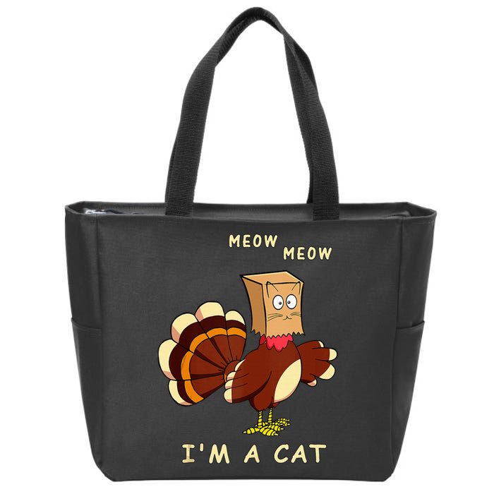 Meow IM Cat Turkey Fake Cat Funny Cat Lover Thanksgiving Tank Top Zip Tote Bag