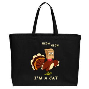 Meow IM Cat Turkey Fake Cat Funny Cat Lover Thanksgiving Tank Top Cotton Canvas Jumbo Tote