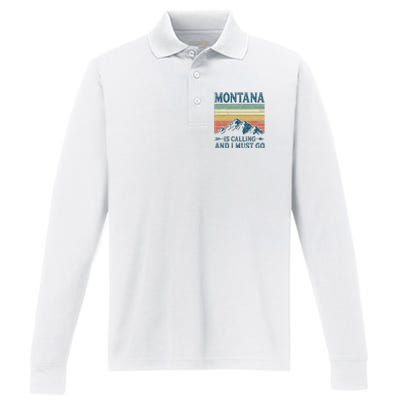 Montana Is Calling And I Must Go Performance Long Sleeve Polo