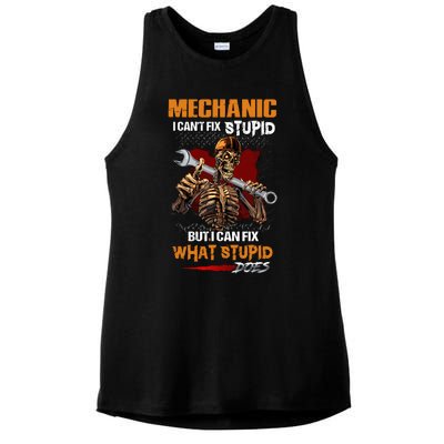 Mechanic I CanT Fix Stupid But I Can Fix What Stupid Does Ladies PosiCharge Tri-Blend Wicking Tank