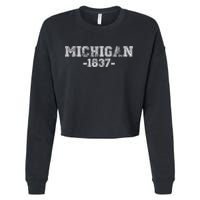 Michigan 1837 Retro Cropped Pullover Crew