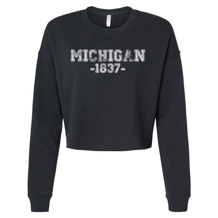 Michigan 1837 Retro Cropped Pullover Crew