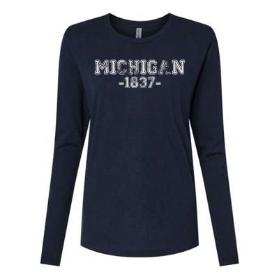 Michigan 1837 Retro Womens Cotton Relaxed Long Sleeve T-Shirt