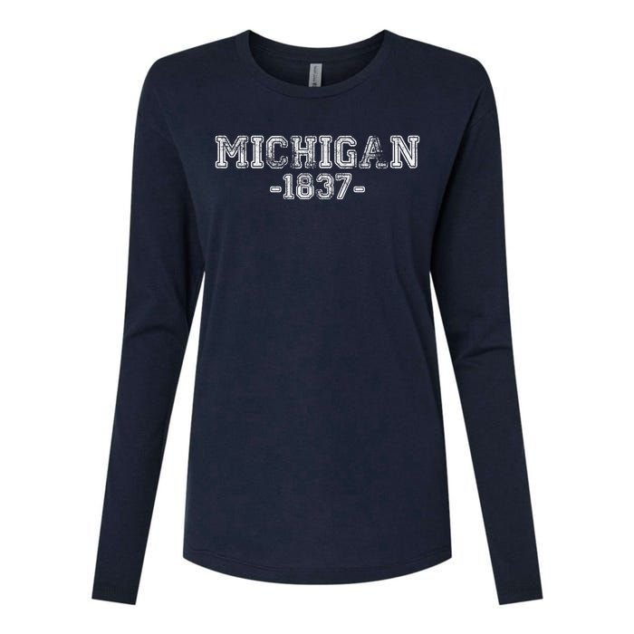 Michigan 1837 Retro Womens Cotton Relaxed Long Sleeve T-Shirt