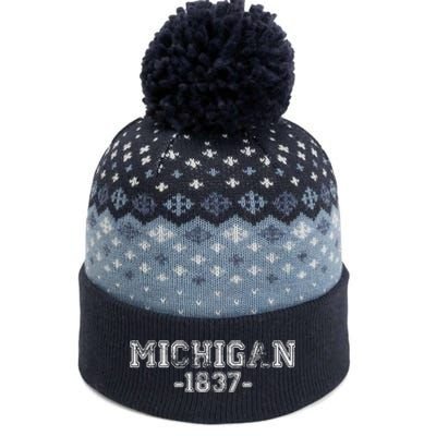 Michigan 1837 Retro The Baniff Cuffed Pom Beanie