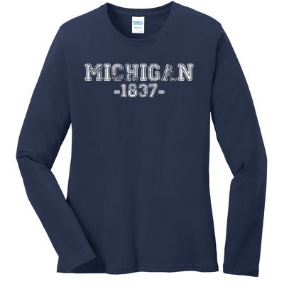 Michigan 1837 Retro Ladies Long Sleeve Shirt