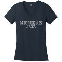 Michigan 1837 Retro Women's V-Neck T-Shirt