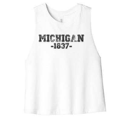 Michigan 1837 Retro Women's Racerback Cropped Tank