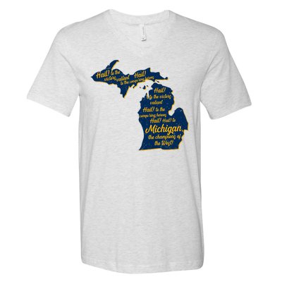 Michigan Fight Song College Sports Fan V-Neck T-Shirt