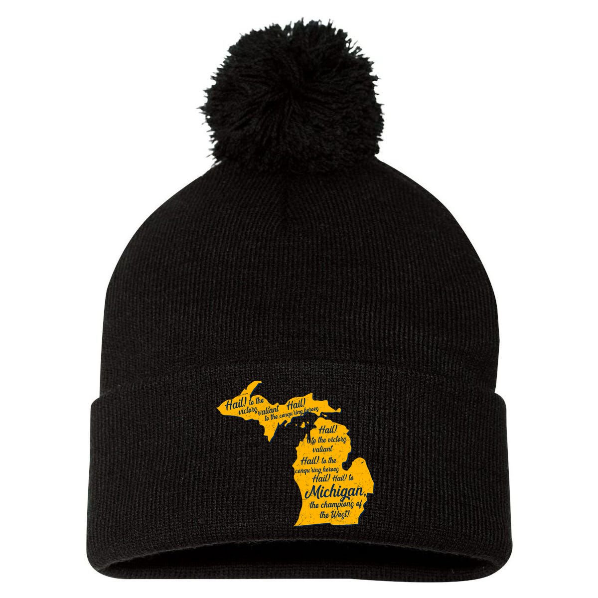 Michigan Fight Song College Sports Fan Pom Pom 12in Knit Beanie