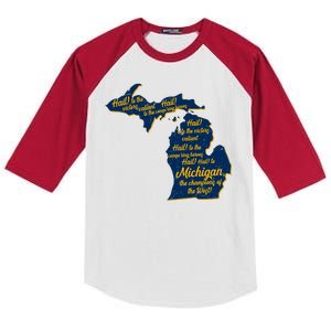 Michigan Fight Song College Sports Fan Kids Colorblock Raglan Jersey