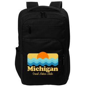 Michigan Great Lakes State Retro Sun Lake Impact Tech Backpack