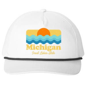 Michigan Great Lakes State Retro Sun Lake Snapback Five-Panel Rope Hat