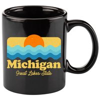 Michigan Great Lakes State Retro Sun Lake 11oz C Handle Ceramic Mug