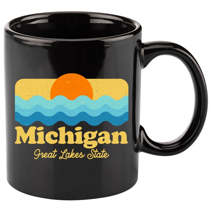 Michigan Great Lakes State Retro Sun Lake 11oz C Handle Ceramic Mug