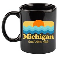 Michigan Great Lakes State Retro Sun Lake 11oz C Handle Ceramic Mug