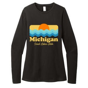 Michigan Great Lakes State Retro Sun Lake Womens CVC Long Sleeve Shirt