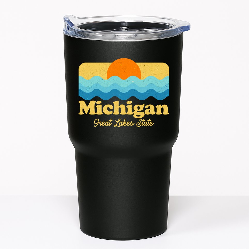 Michigan Great Lakes State Retro Sun Lake Tumbler