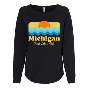 Michigan Great Lakes State Retro Sun Lake Womens California Wash Sweatshirt