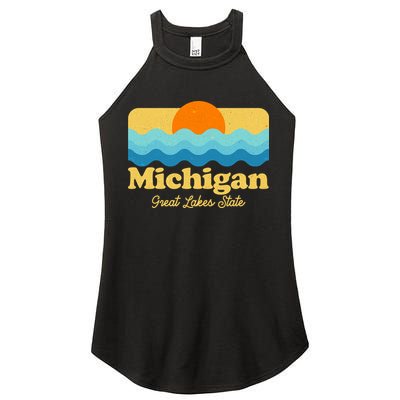 Michigan Great Lakes State Retro Sun Lake Women's Perfect Tri Rocker Tank