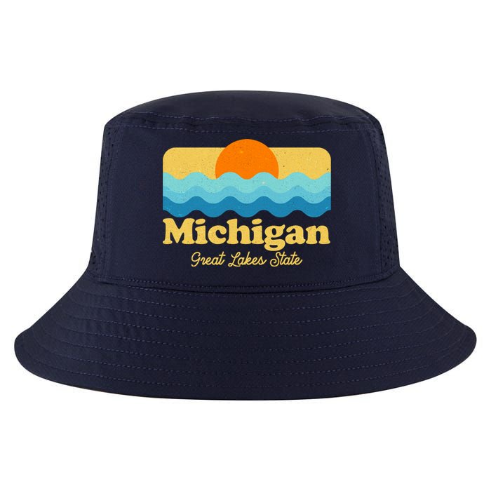 Michigan Great Lakes State Retro Sun Lake Cool Comfort Performance Bucket Hat