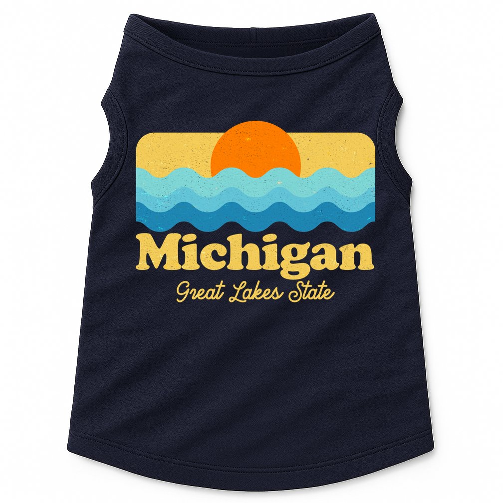 Michigan Great Lakes State Retro Sun Lake Doggie Tank