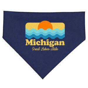 Michigan Great Lakes State Retro Sun Lake USA-Made Doggie Bandana