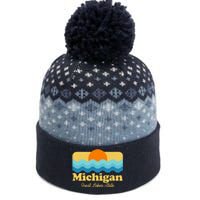 Michigan Great Lakes State Retro Sun Lake The Baniff Cuffed Pom Beanie