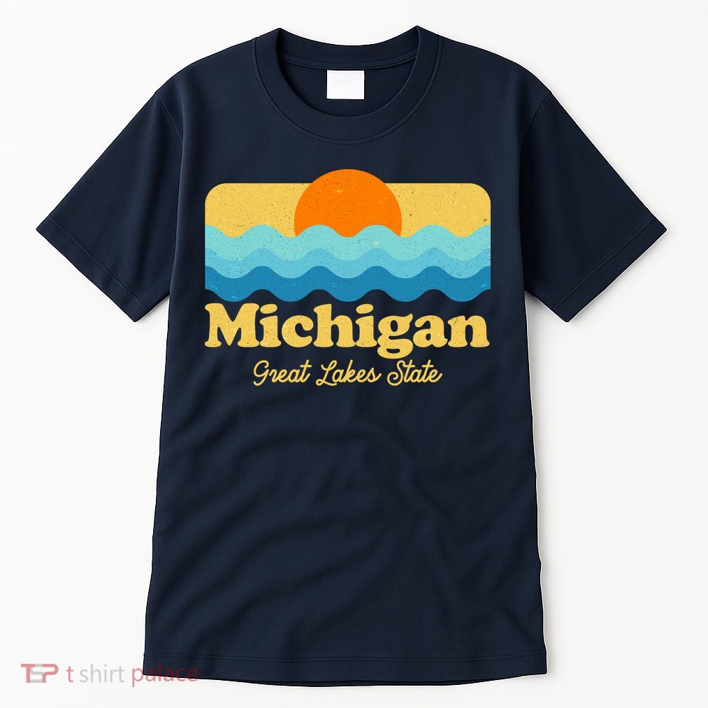 Michigan Great Lakes State Retro Sun Lake Tall T-Shirt