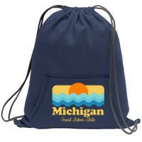 Michigan Great Lakes State Retro Sun Lake Sweatshirt Cinch Pack Bag