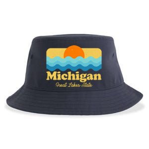 Michigan Great Lakes State Retro Sun Lake Sustainable Bucket Hat