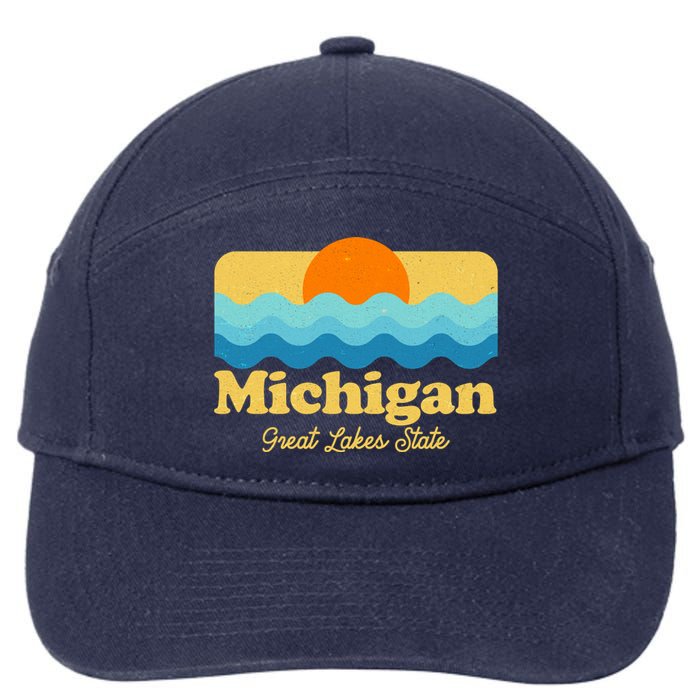 Michigan Great Lakes State Retro Sun Lake 7-Panel Snapback Hat