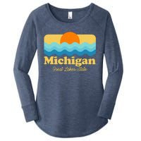 Michigan Great Lakes State Retro Sun Lake Women's Perfect Tri Tunic Long Sleeve Shirt