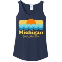 Michigan Great Lakes State Retro Sun Lake Ladies Essential Tank