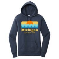 Michigan Great Lakes State Retro Sun Lake Women's Pullover Hoodie