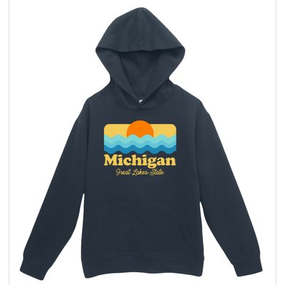 Michigan Great Lakes State Retro Sun Lake Urban Pullover Hoodie