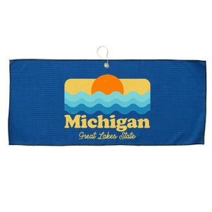 Michigan Great Lakes State Retro Sun Lake Large Microfiber Waffle Golf Towel