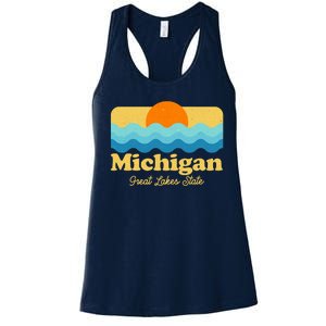 Michigan Great Lakes State Retro Sun Lake Women's Racerback Tank