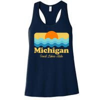 Michigan Great Lakes State Retro Sun Lake Women's Racerback Tank