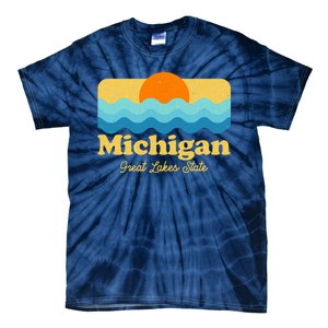 Michigan Great Lakes State Retro Sun Lake Tie-Dye T-Shirt