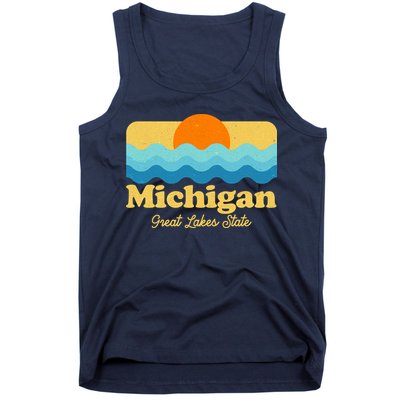 Michigan Great Lakes State Retro Sun Lake Tank Top