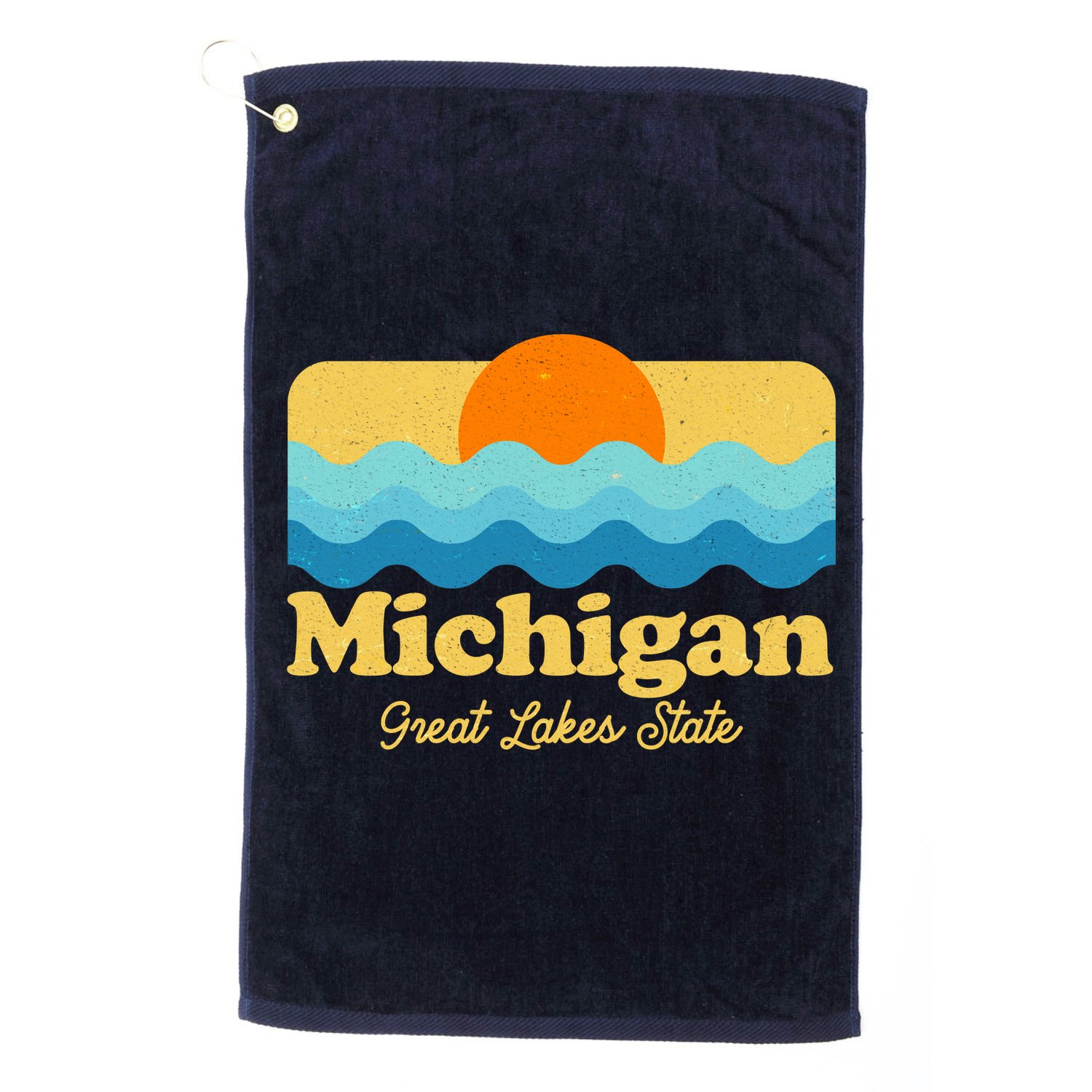 Michigan Great Lakes State Retro Sun Lake Golf Towel