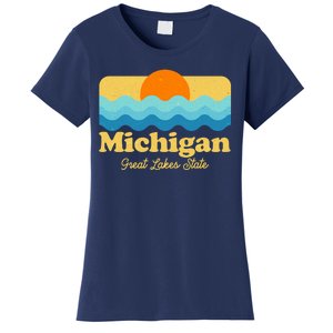 Michigan Great Lakes State Retro Sun Lake Women's T-Shirt