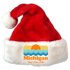 Michigan Great Lakes State Retro Sun Lake Premium Christmas Santa Hat