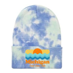 Michigan Great Lakes State Retro Sun Lake Tie Dye 12in Knit Beanie