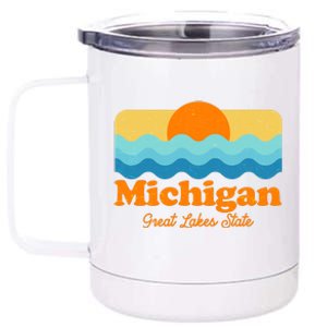 Michigan Great Lakes State Retro Sun Lake 12 oz Stainless Steel Tumbler Cup