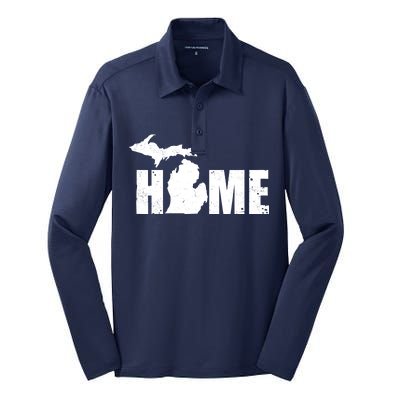 Michigan Home Mitten State Silk Touch Performance Long Sleeve Polo