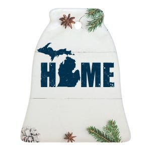 Michigan Home Mitten State Ceramic Bell Ornament